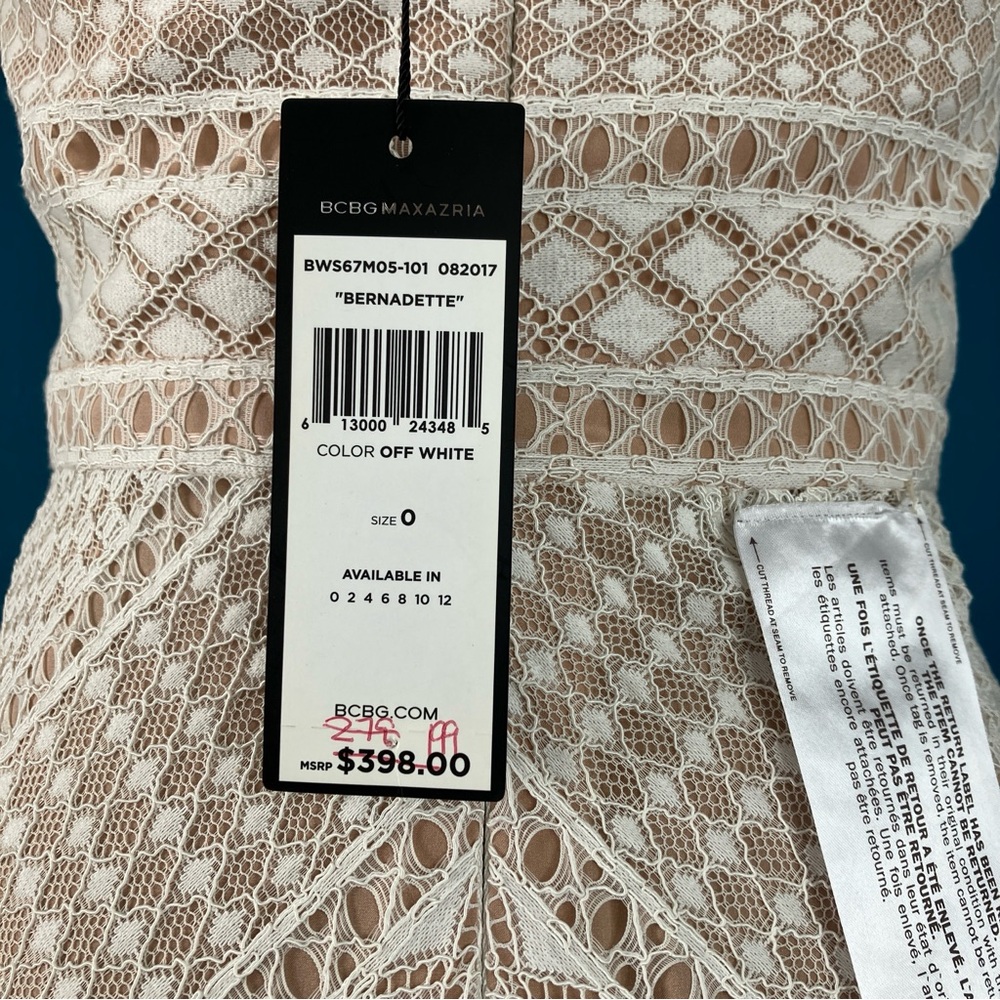 BCBGMaxAzria Bernadette Ivory Lace Maxi Dress Crochet Boho Wedding Gown Size 0 - Picture 14 of 15